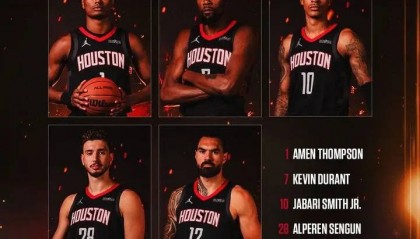 杜兰特领衔死亡五大！火箭揭幕战首发平均身高2米09